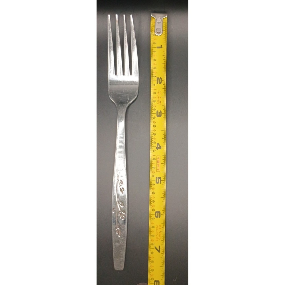 Vintage Stainless Steel Japan Dinner Fork Floral Vine Pattern 7.25 Inch Flatware